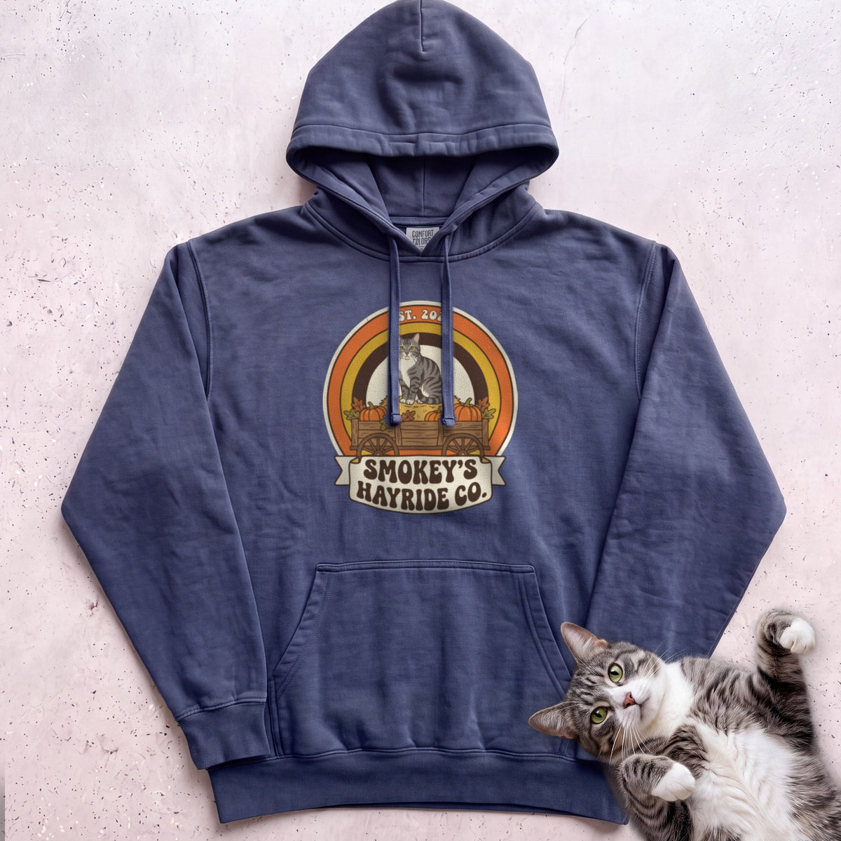 Personalized Hayride Co. Cat Hoodie - True Navy