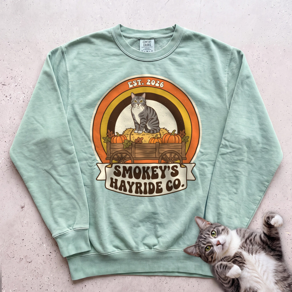 Personalized Hayride Co. Cat Sweatshirt - Light Green
