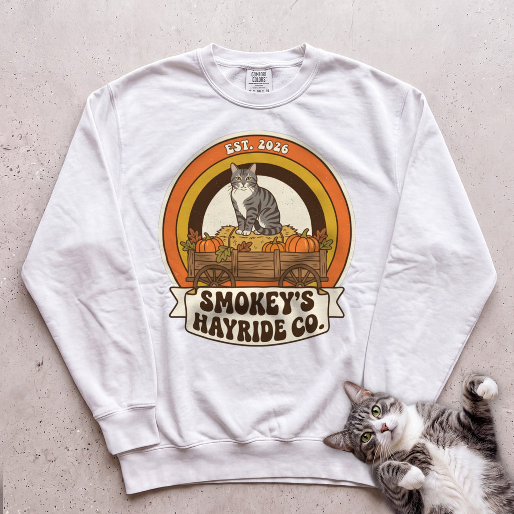 Personalized Hayride Co. Cat Sweatshirt - White