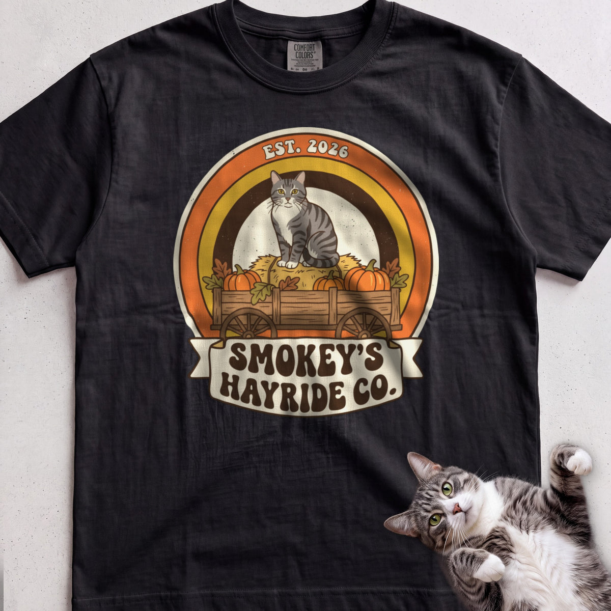 Personalized Hayride Co. Cat T-Shirt - Black