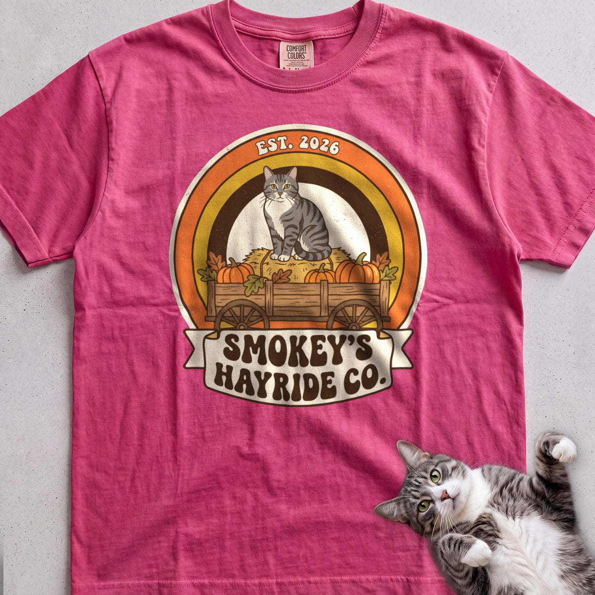 Personalized Hayride Co. Cat T-Shirt - Crunchberry