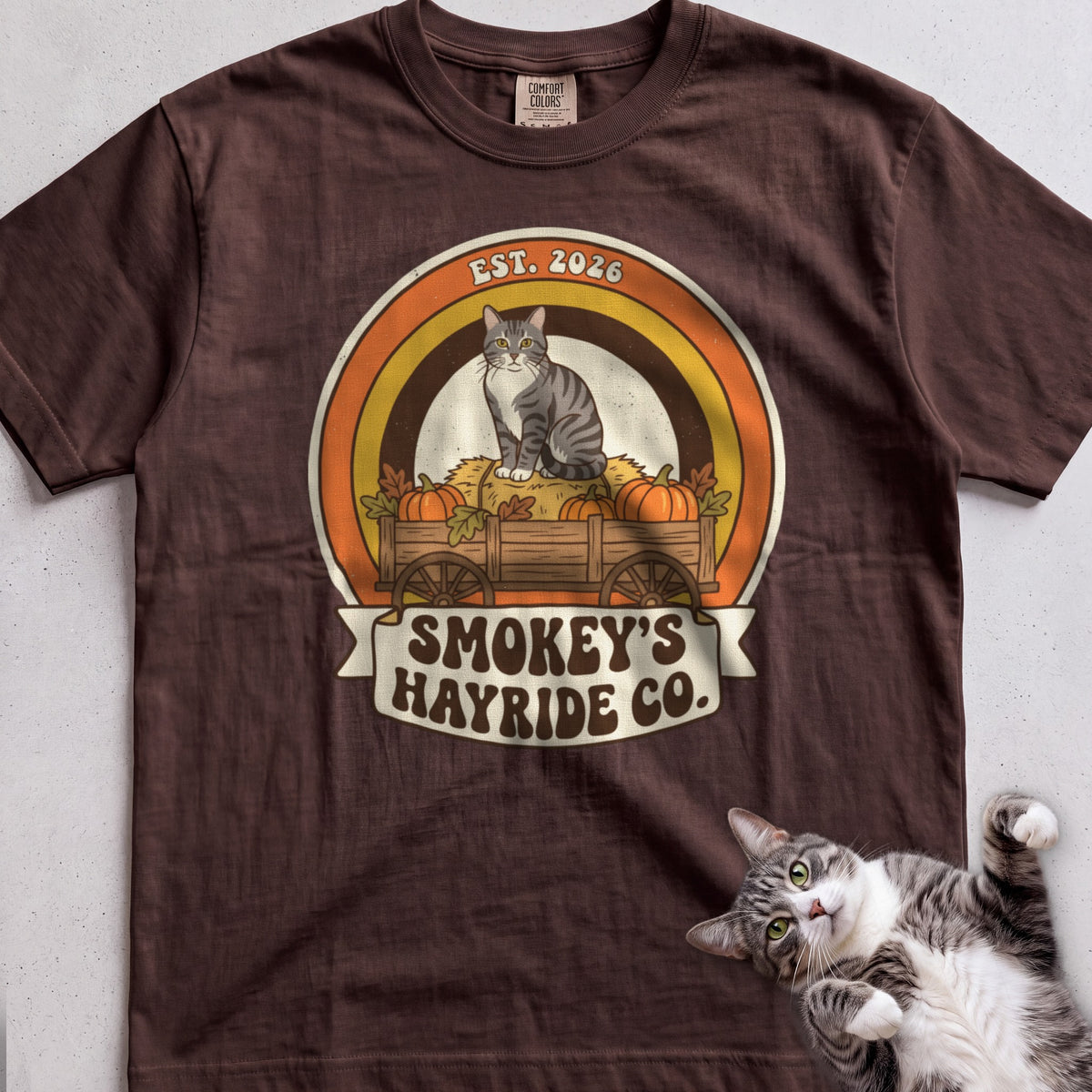 Personalized Hayride Co. Cat T-Shirt - Espresso