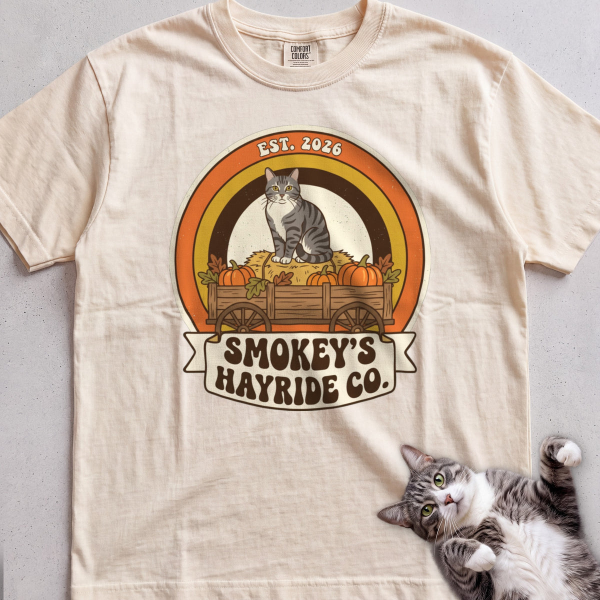 Personalized Hayride Co. Cat T-Shirt - Ivory