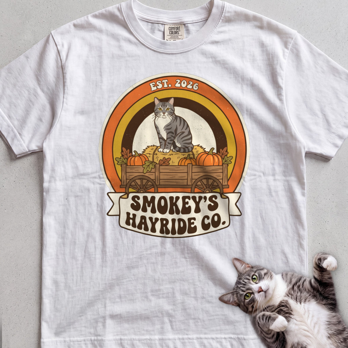 Personalized Hayride Co. Cat T-Shirt - White