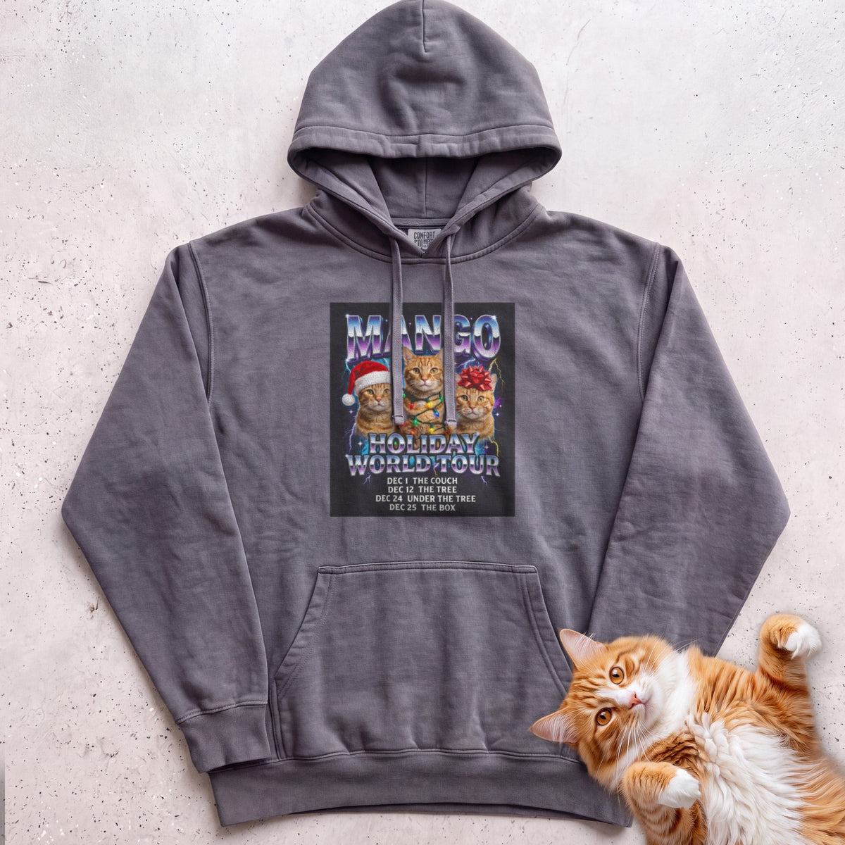 Personalized Holiday World Tour Cat Hoodie - Pepper
