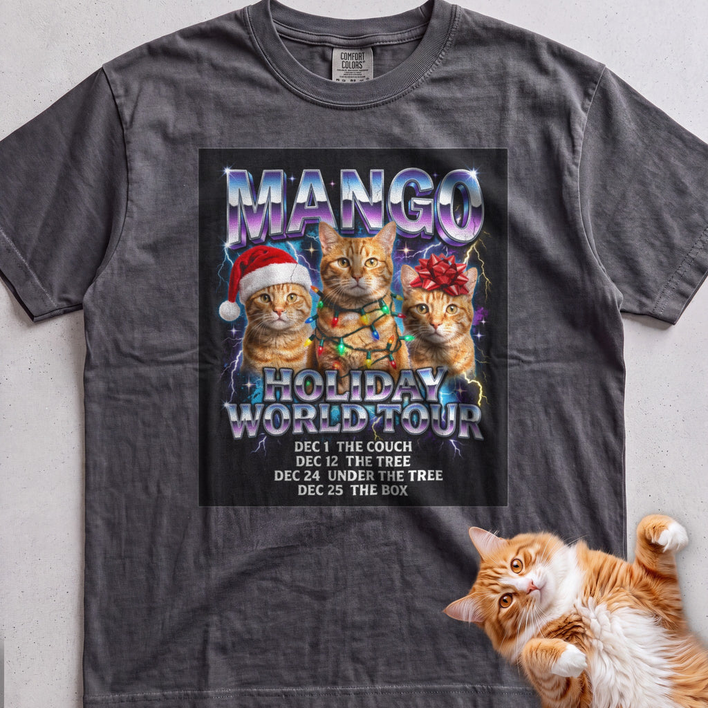 Personalized Holiday World Tour Cat T-Shirt - Pepper