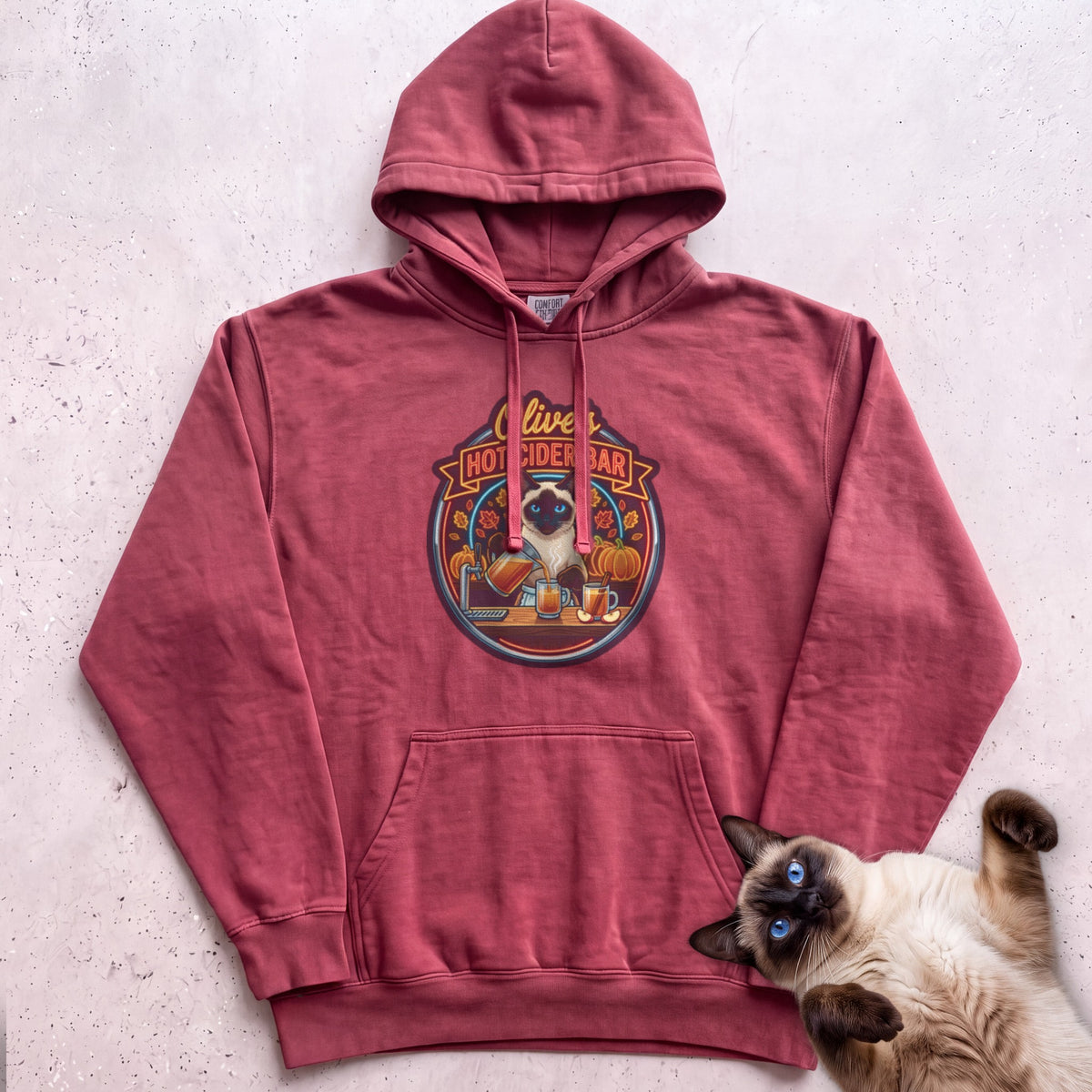 Personalized Hot Cider Bar Cat Hoodie - Crimson