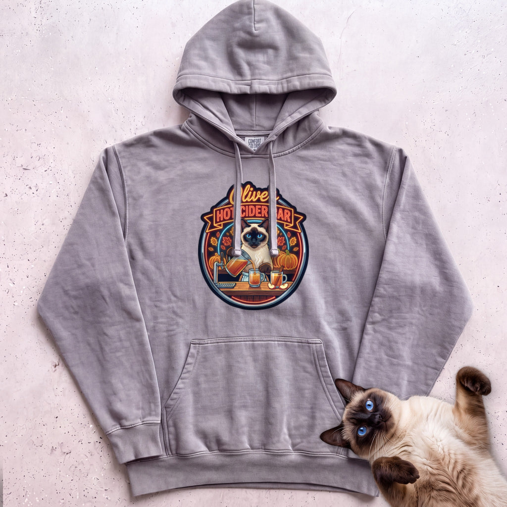 Personalized Hot Cider Bar Cat Hoodie - Grey
