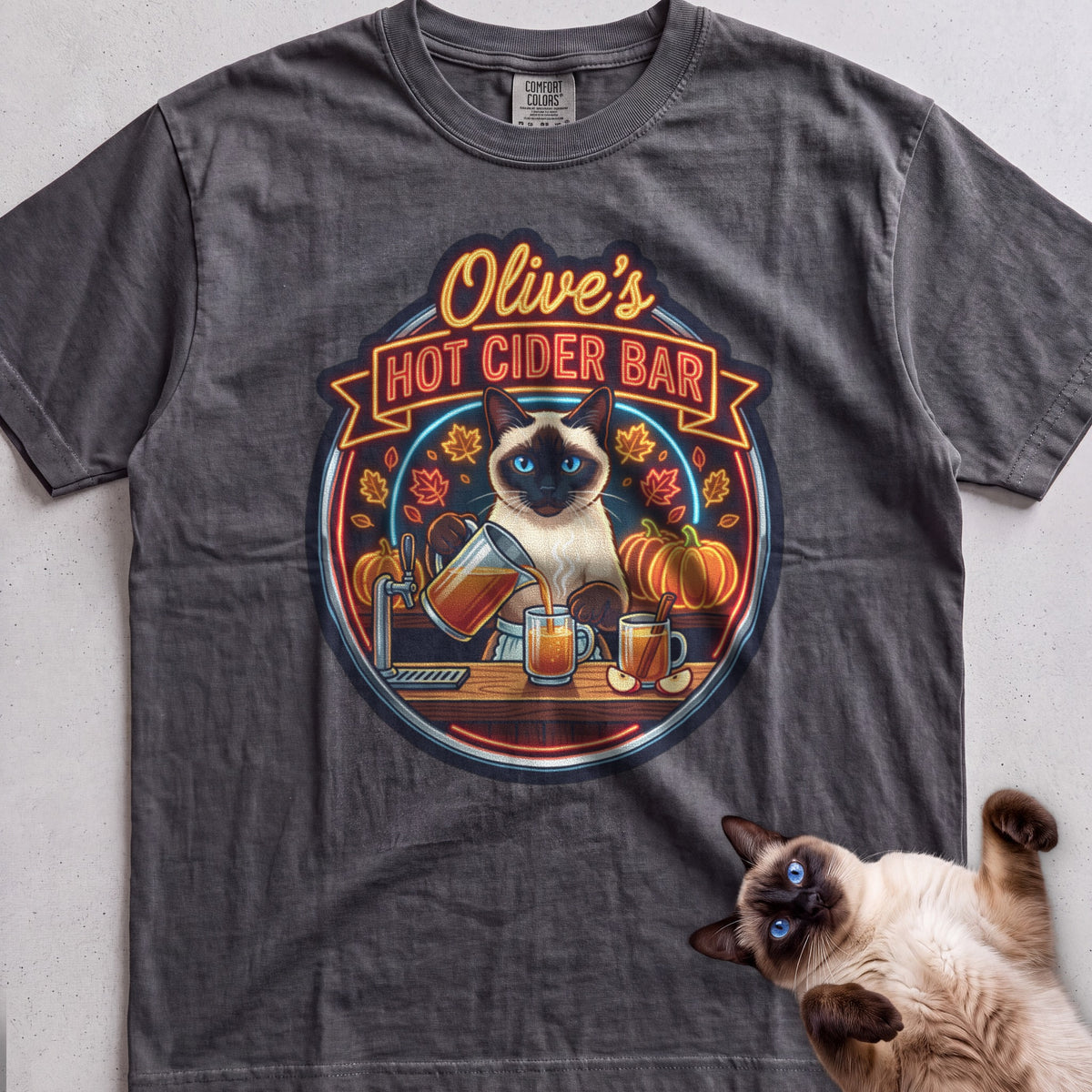 Personalized Hot Cider Bar Cat T-Shirt - Pepper