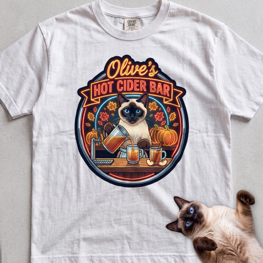 Personalized Hot Cider Bar Cat T-Shirt - White