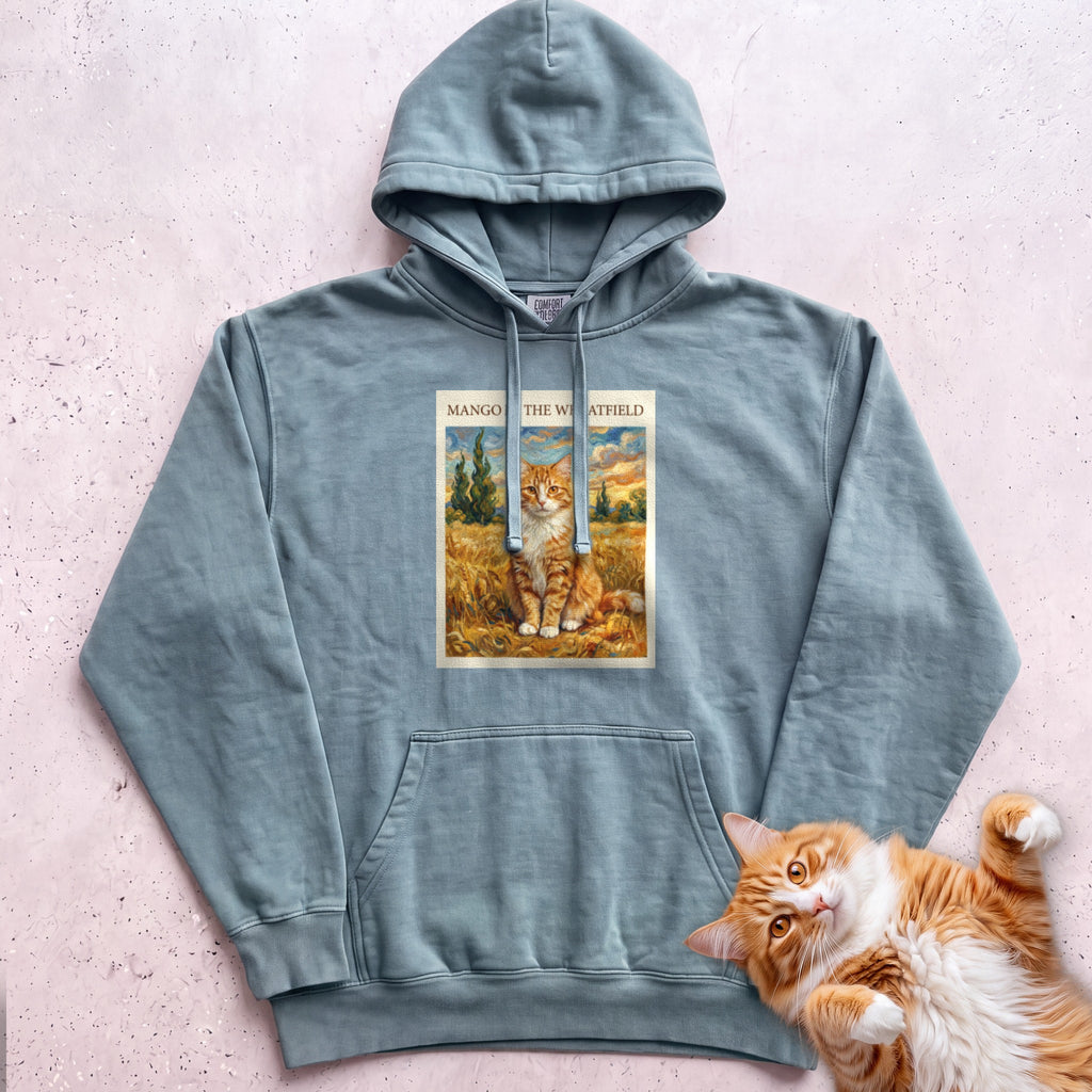 Personalized In the Wheatfield Cat Hoodie - Seafoam