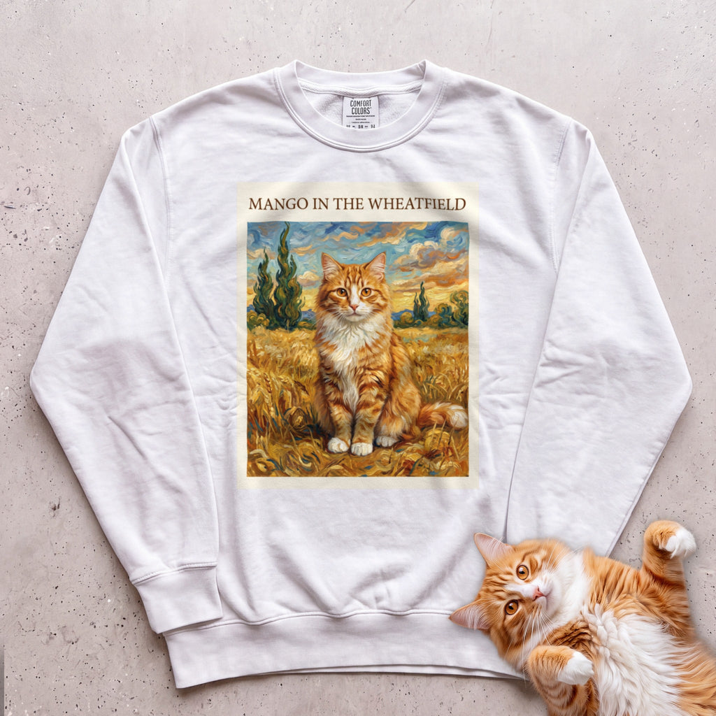 Personalized In the Wheatfield Cat Sweatshirt - White
