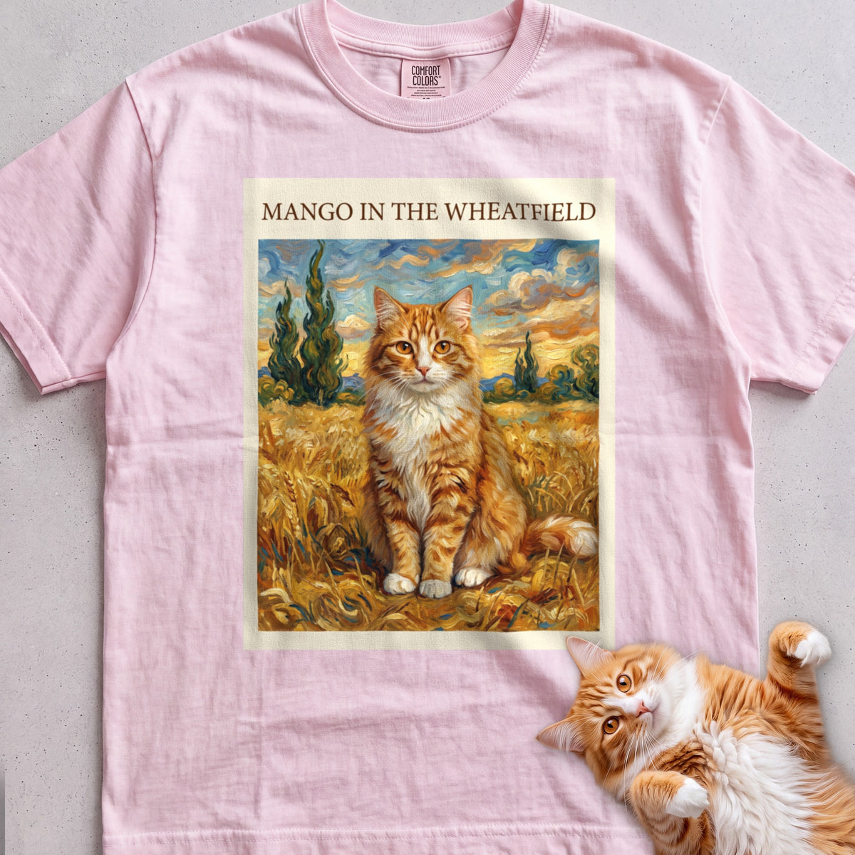 Personalized In the Wheatfield Cat T-Shirt - Blossom