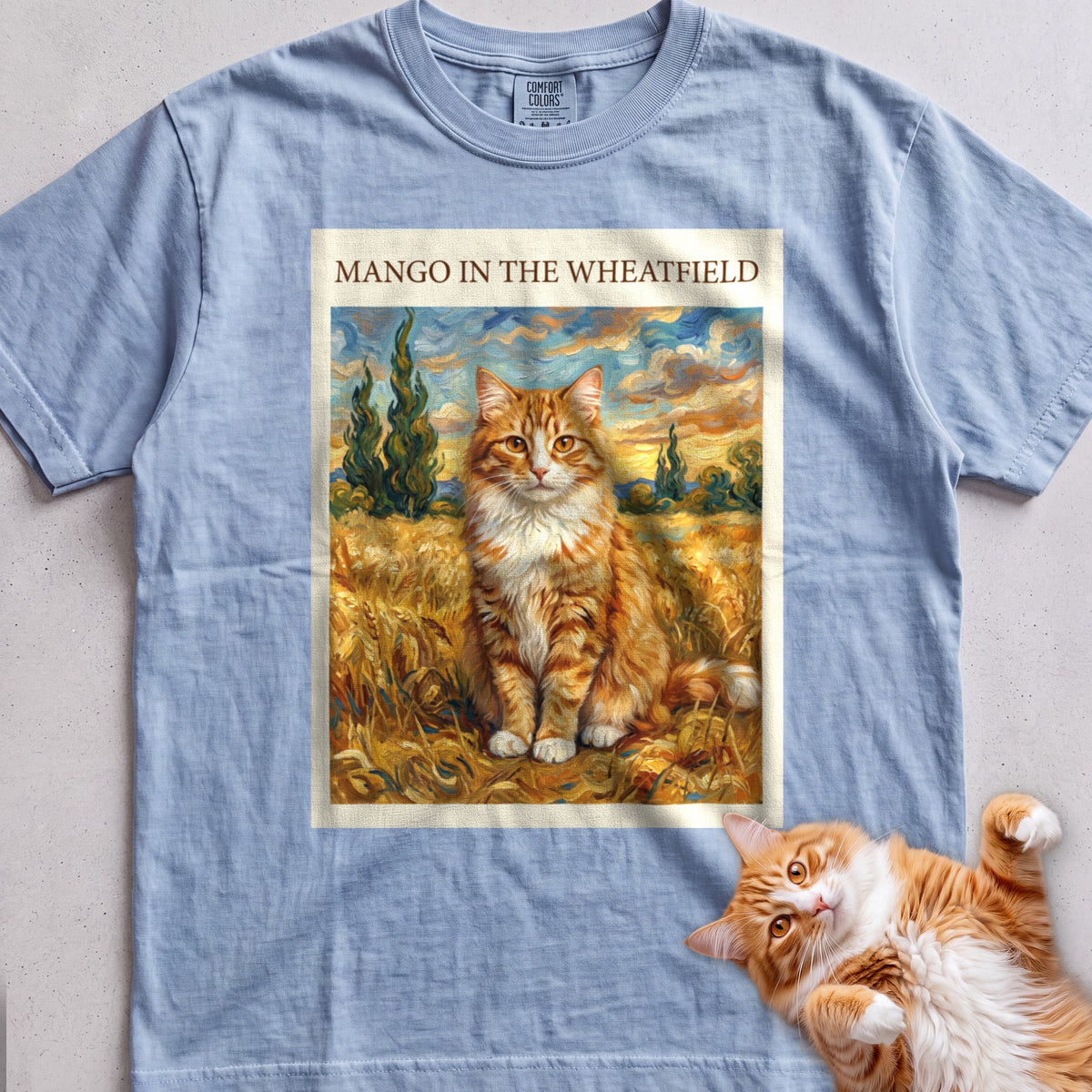 Personalized In the Wheatfield Cat T-Shirt - Chambray