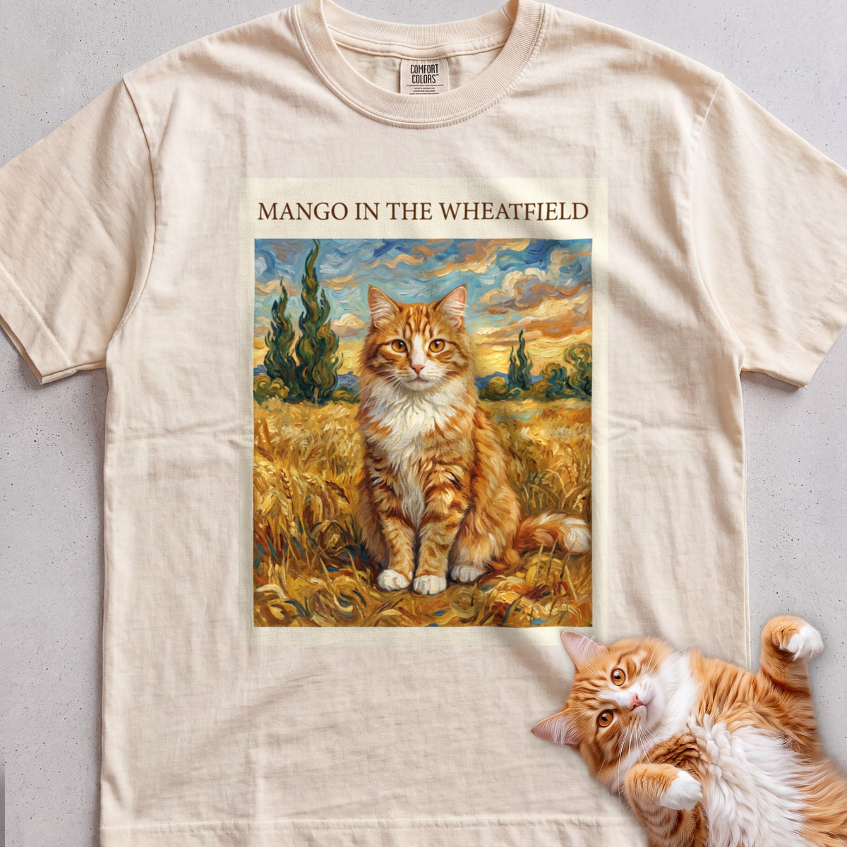 Personalized In the Wheatfield Cat T-Shirt - Ivory