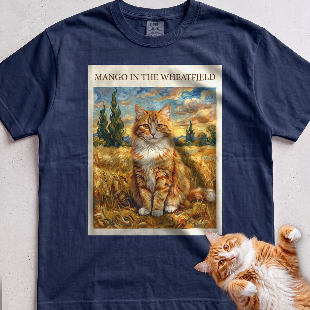 Personalized In the Wheatfield Cat T-Shirt - True Navy