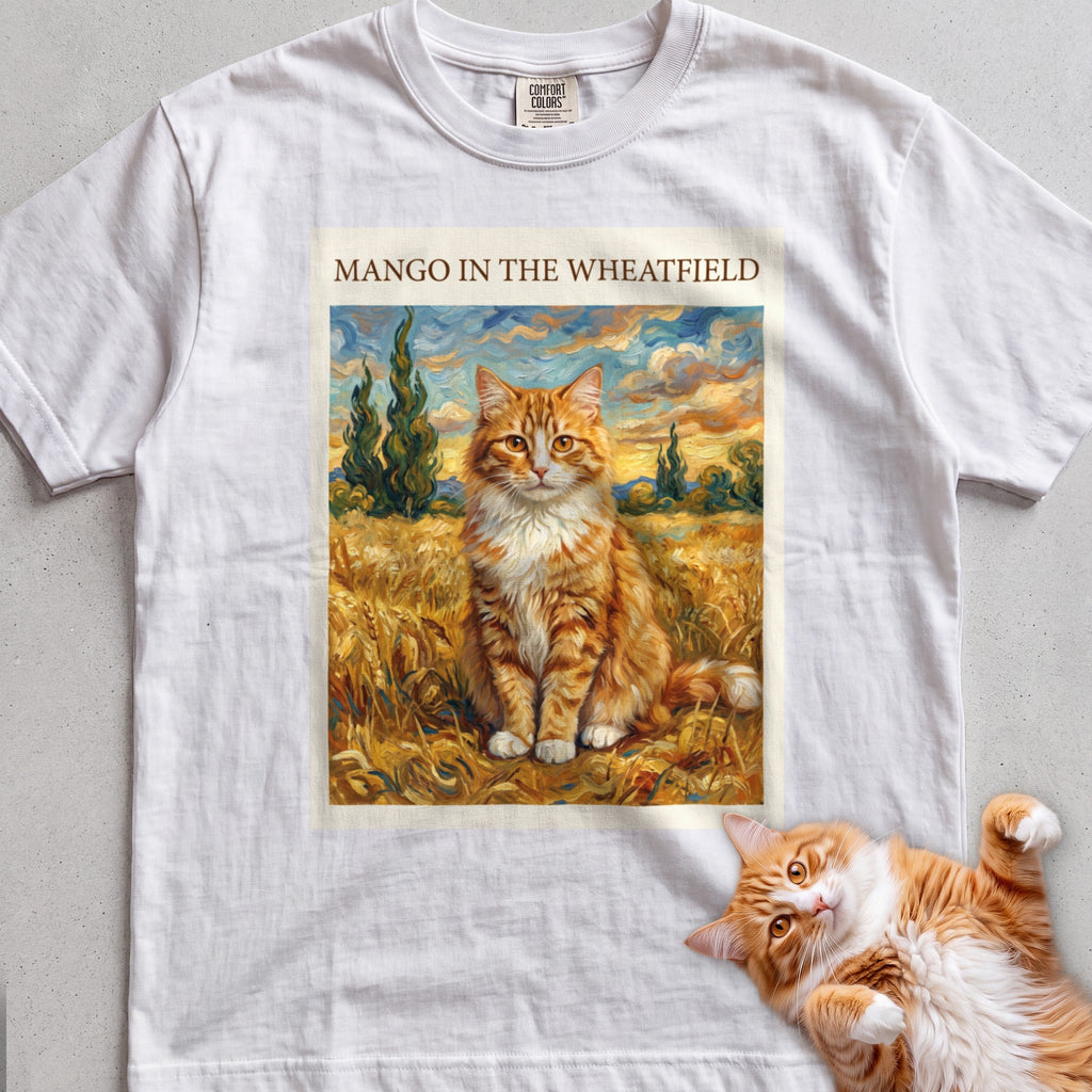 Personalized In the Wheatfield Cat T-Shirt - White