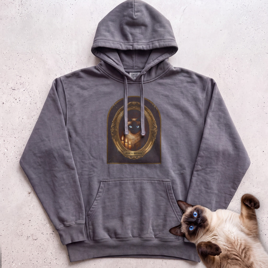 Personalized Is Watching Haunted Portrait Cat Hoodie - Pepper