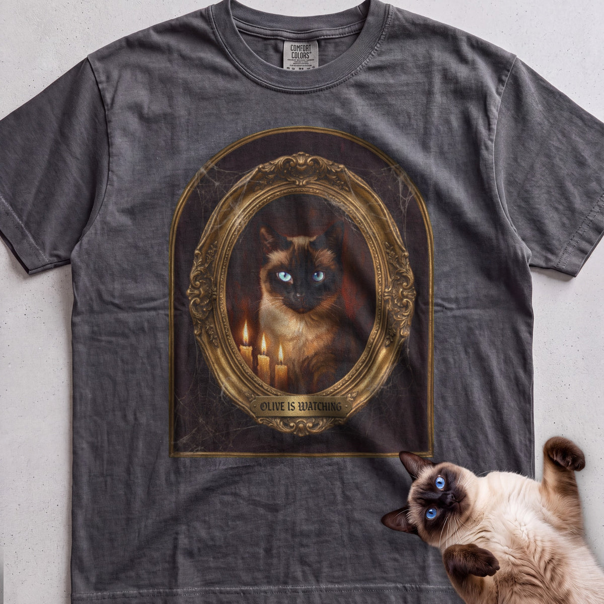 Personalized Is Watching Haunted Portrait Cat T-Shirt - Pepper