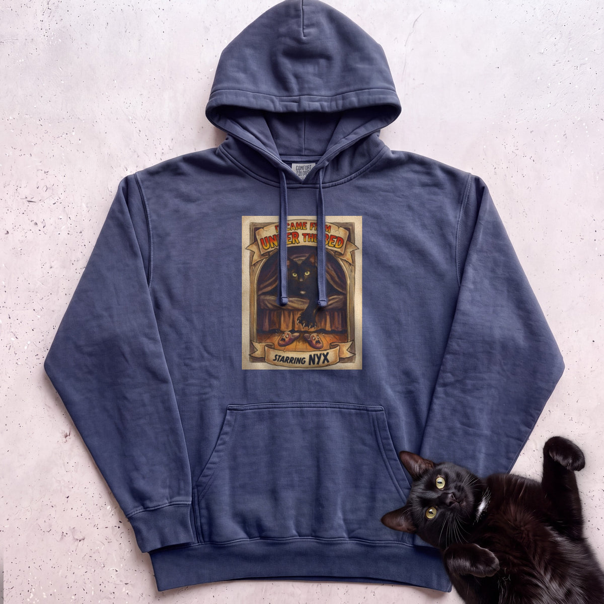 Personalized It Came From Under the Bed Cat Hoodie - True Navy