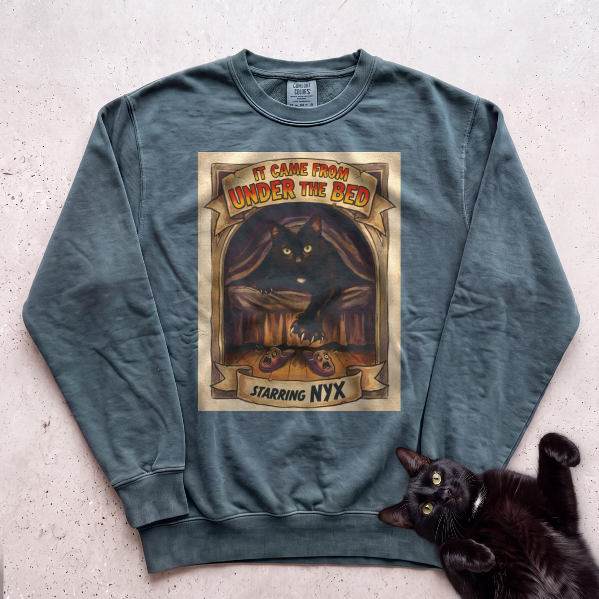 Personalized It Came From Under the Bed Cat Sweatshirt - Blue Spruce