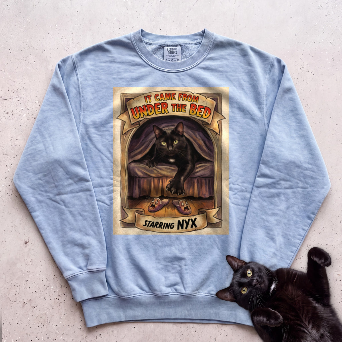 Personalized It Came From Under the Bed Cat Sweatshirt - Chambray