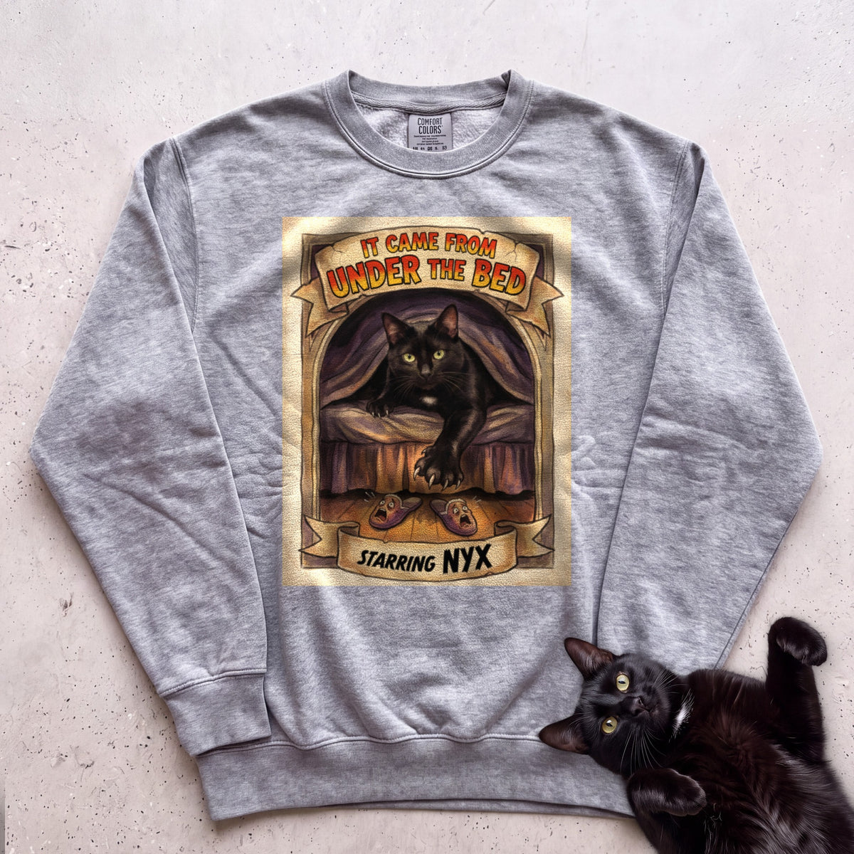 Personalized It Came From Under the Bed Cat Sweatshirt - Grey