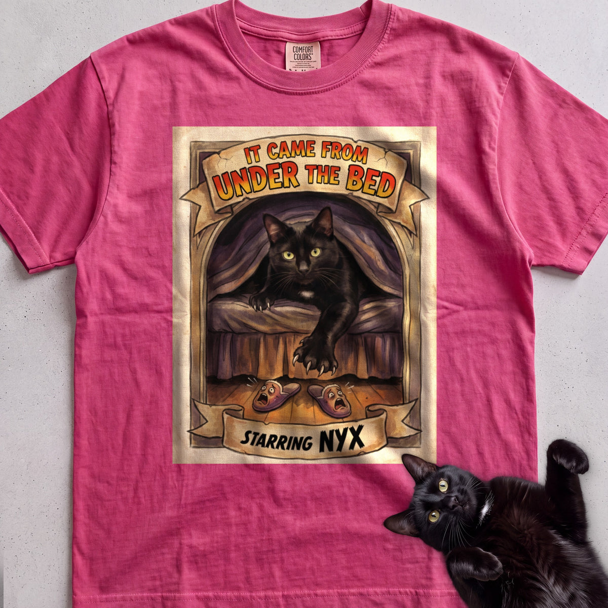 Personalized It Came From Under the Bed Cat T-Shirt - Crunchberry