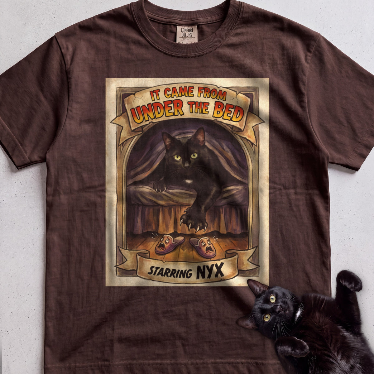 Personalized It Came From Under the Bed Cat T-Shirt - Espresso