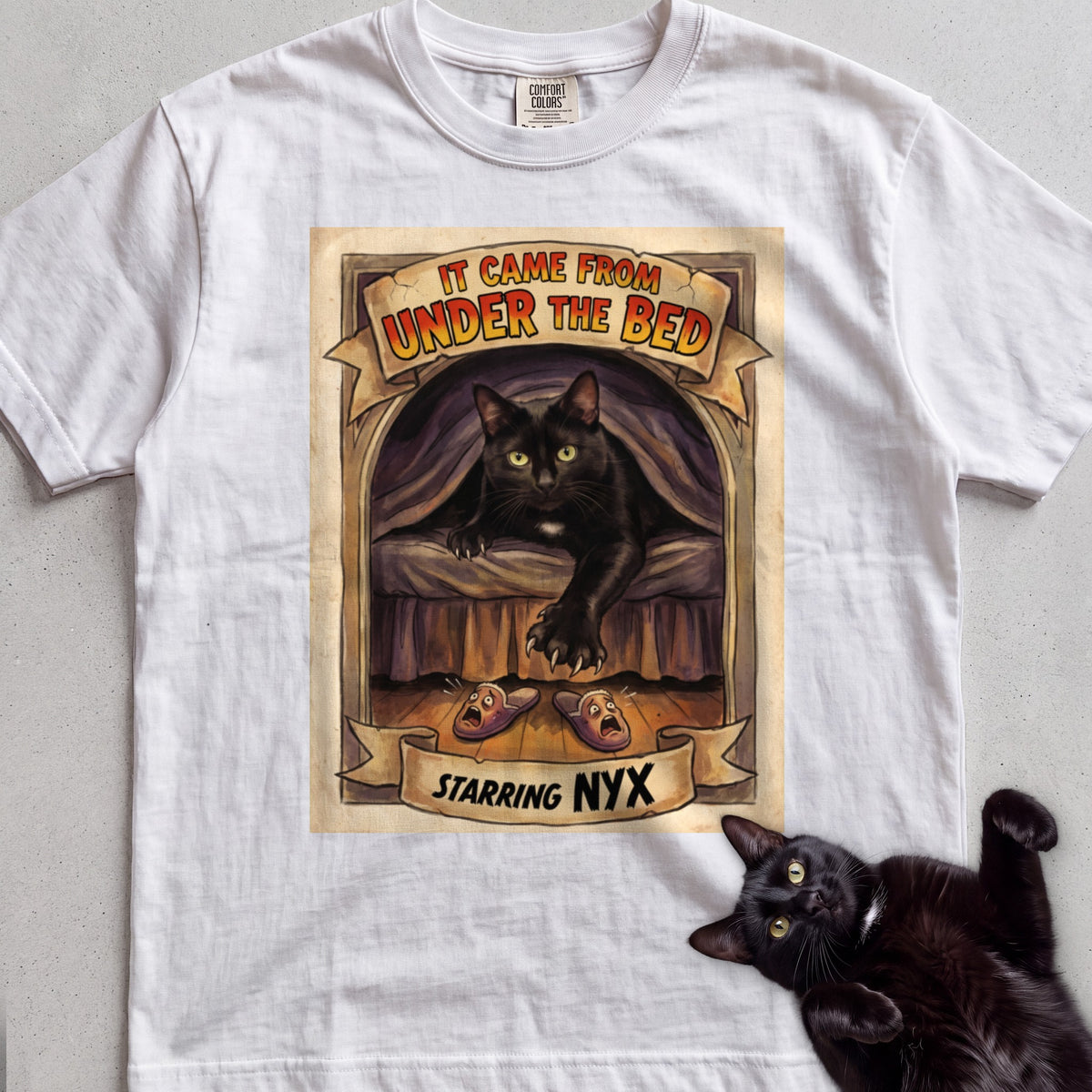 Personalized It Came From Under the Bed Cat T-Shirt - White