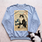 Personalized Japanese Style Design Cat Sweatshirt - Chambray