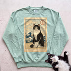 Personalized Japanese Style Design Cat Sweatshirt - Light Green