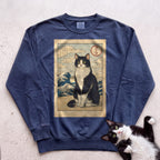 Personalized Japanese Style Design Cat Sweatshirt - True Navy