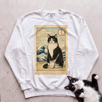 Personalized Japanese Style Design Cat Sweatshirt - White