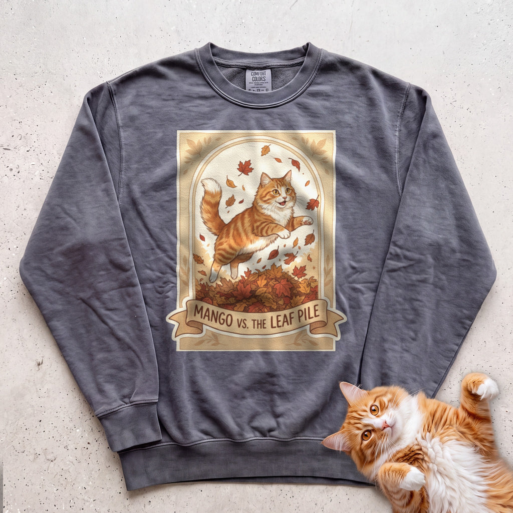 Personalized Leaf Pile Cat Sweatshirt - Pepper