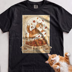 Personalized Leaf Pile Cat T-Shirt - Black