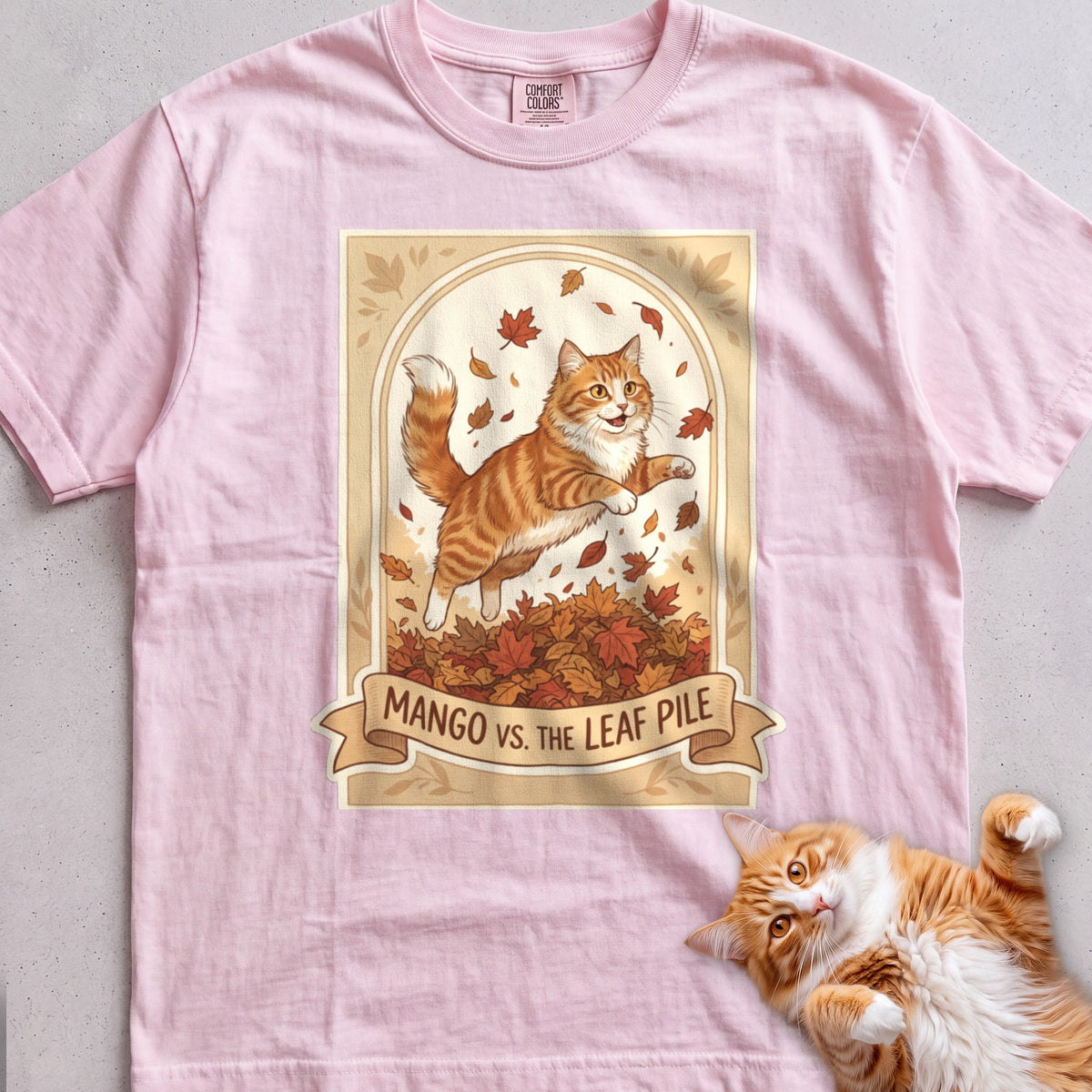 Personalized Leaf Pile Cat T-Shirt - Blossom