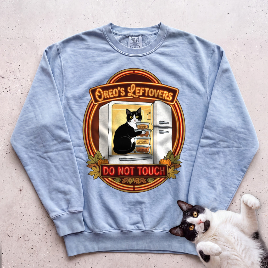Personalized Leftovers Do Not Touch Cat Sweatshirt - Chambray