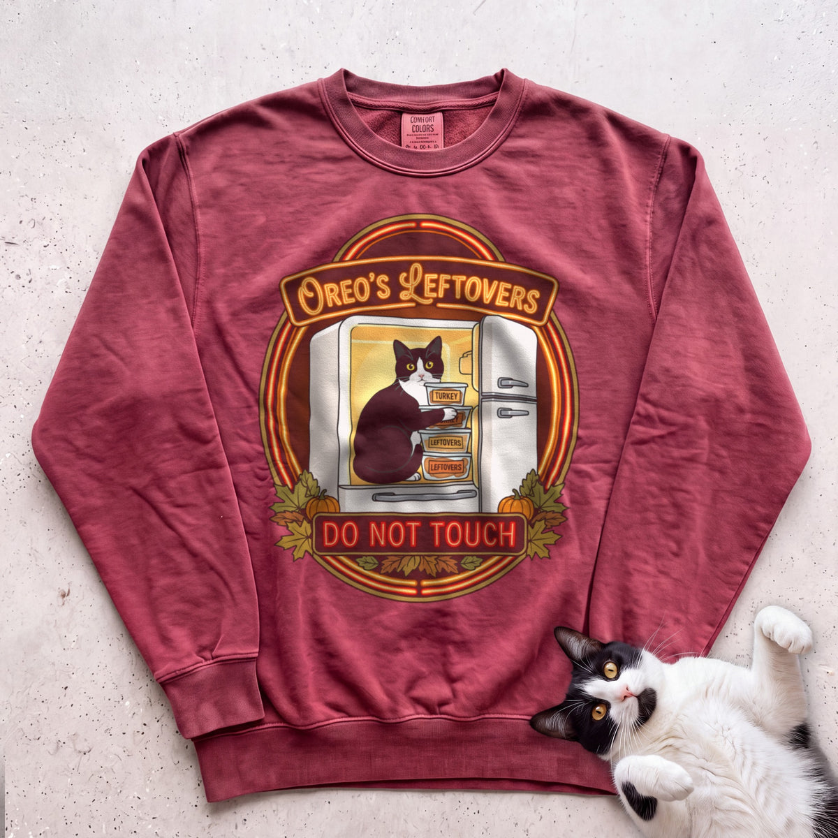 Personalized Leftovers Do Not Touch Cat Sweatshirt - Crimson