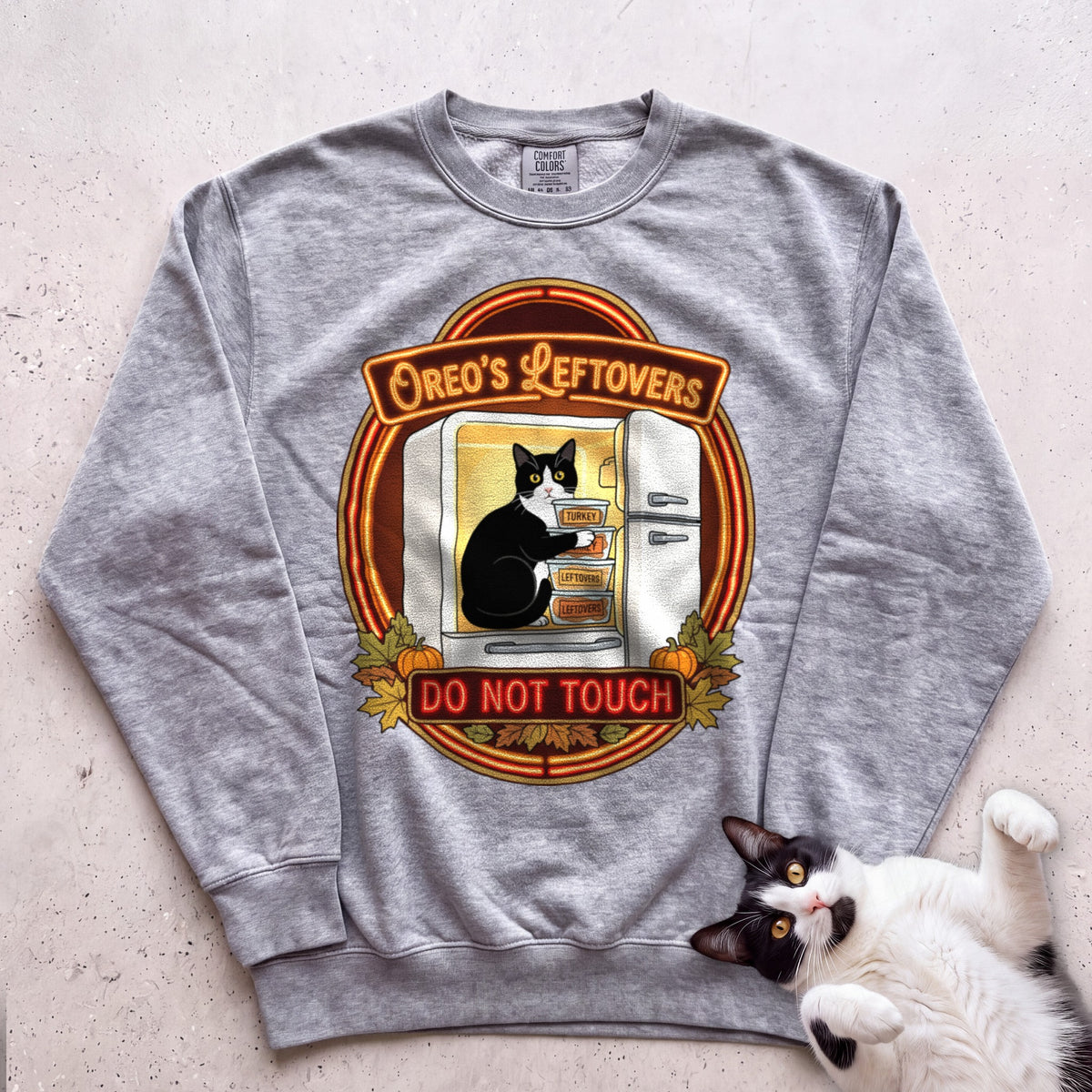 Personalized Leftovers Do Not Touch Cat Sweatshirt - Grey