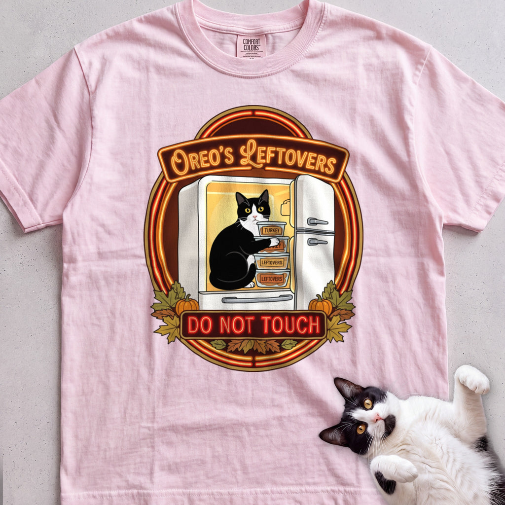 Personalized Leftovers Do Not Touch Cat T-Shirt - Blossom