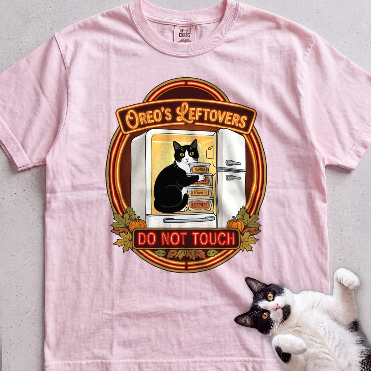 Personalized Leftovers Do Not Touch Cat T-Shirt - Blossom