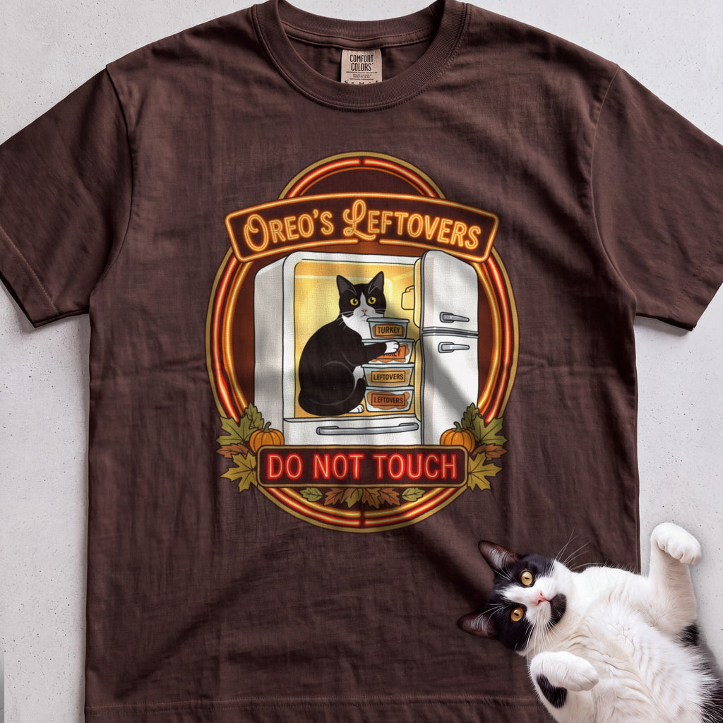 Personalized Leftovers Do Not Touch Cat T-Shirt - Espresso
