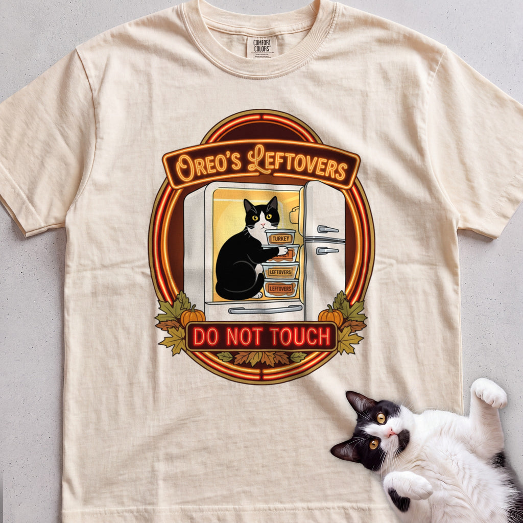Personalized Leftovers Do Not Touch Cat T-Shirt - Ivory