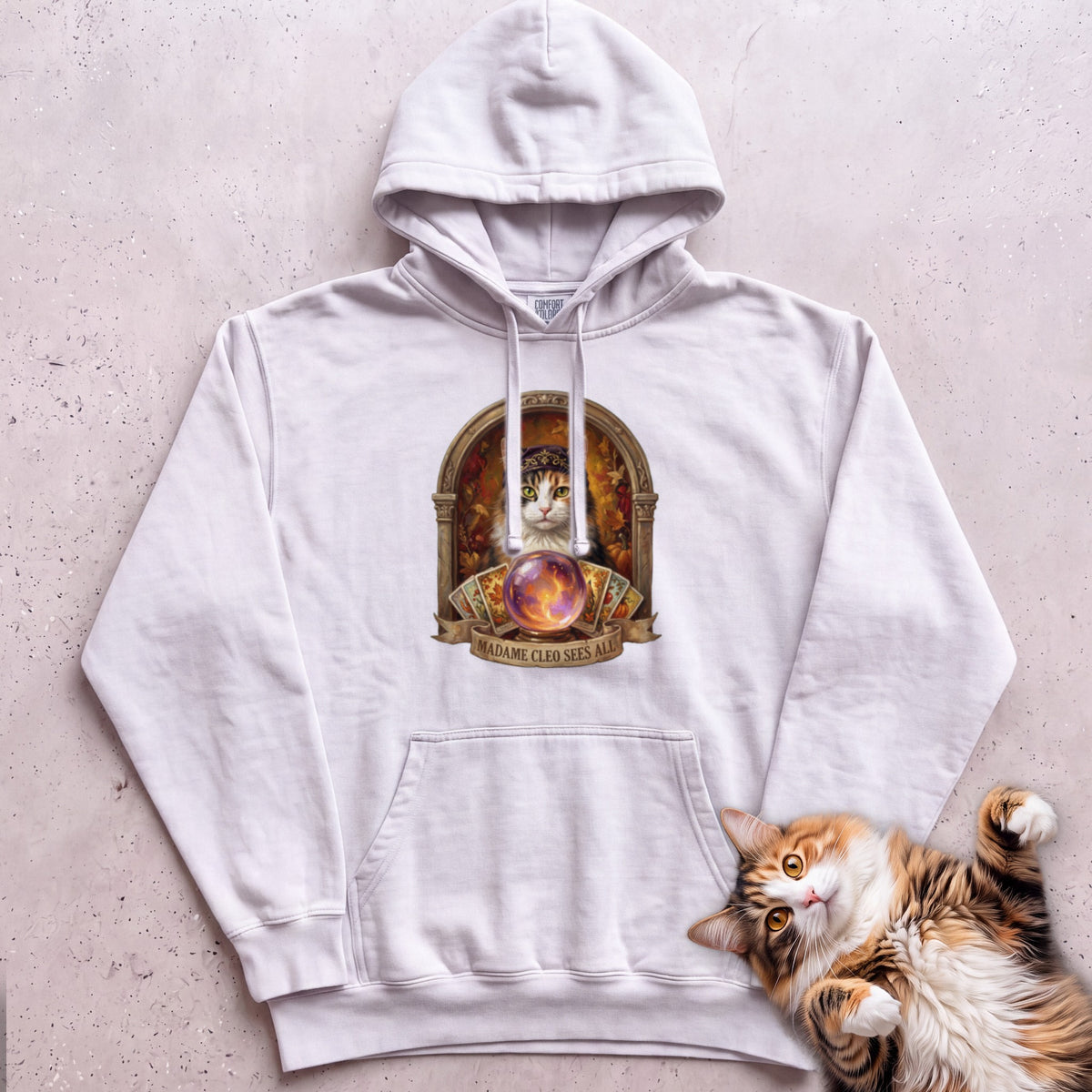 Personalized Madame Sees All Cat Hoodie - White