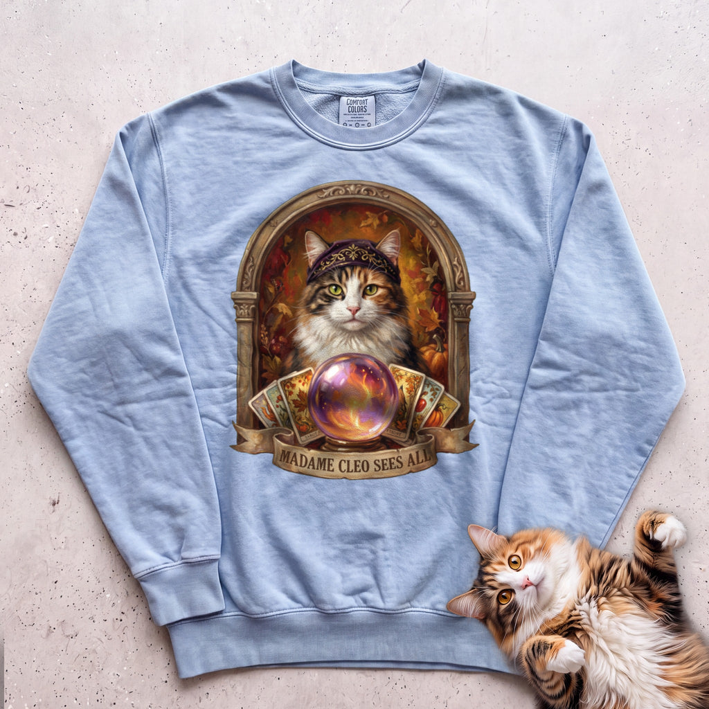 Personalized Madame Sees All Cat Sweatshirt - Chambray