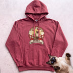 Personalized Maple Viewing Cat Hoodie - Crimson