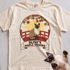 Personalized Maple Viewing Cat T-Shirt - Ivory
