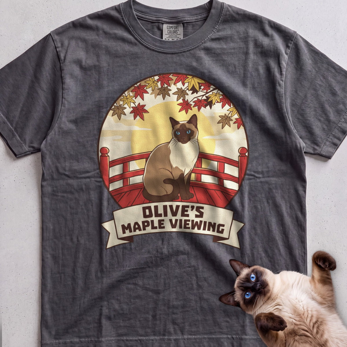 Personalized Maple Viewing Cat T-Shirt - Pepper