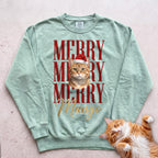 Personalized Merry Merry Merry Cat Sweatshirt - Light Green